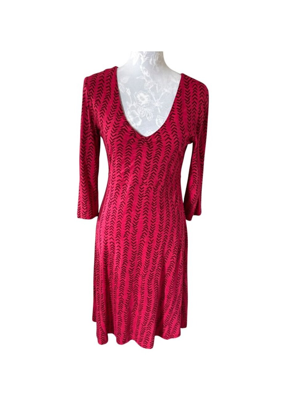 Toad and Co Rosalinda Dress Womens Long Sleeve Red Small Organic Cotton